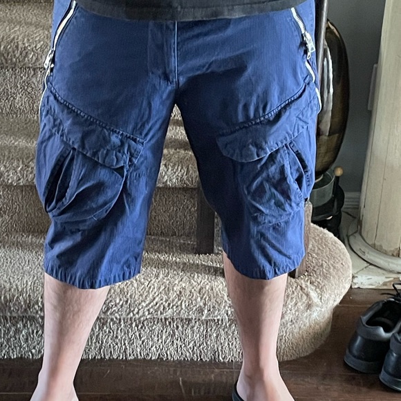 CRAZY DOUBLE ZIPPER ARMANI EXCHANGE A/X RIPSTOP SURF STYLE CARGO SHORTS SIZE 34W - Picture 2 of 13
